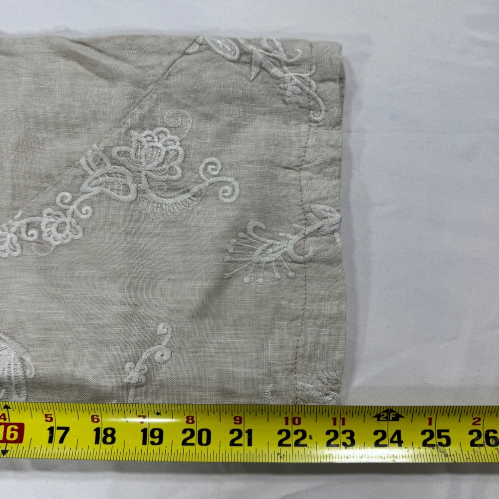Tempo Paris Italian Linen Wide Leg Embroidered Pants M Boho Floral Butterfly - Picture 7 of 8